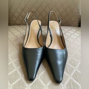 Sam Edelman Bianka Black Leather Slingback Heels Women’s Size 9.5